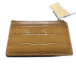 Michael Kors Tan Croc-Embossed Leather Cardholder